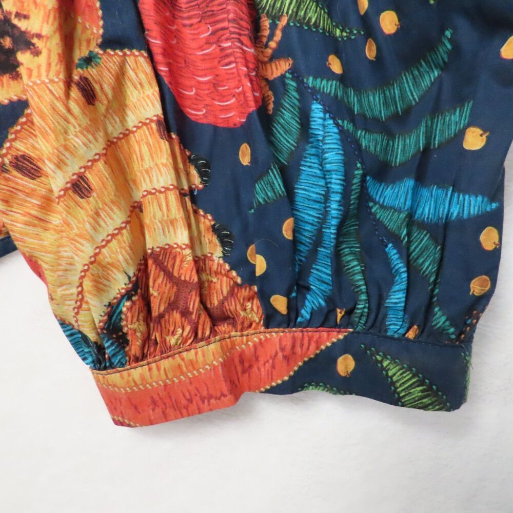 FARM Rio Tropical Fruit Print Cropped Button Blouse Jacket Puff Sleeve S - Picture 12 of 12